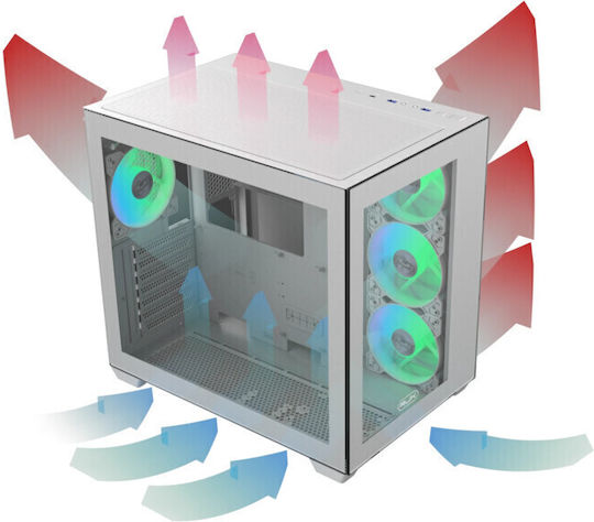 Raijintek Paean C7 TG4 Gaming Midi-Turm Computergehäuse mit Seitenfenster und RGB-Beleuchtung Weiß