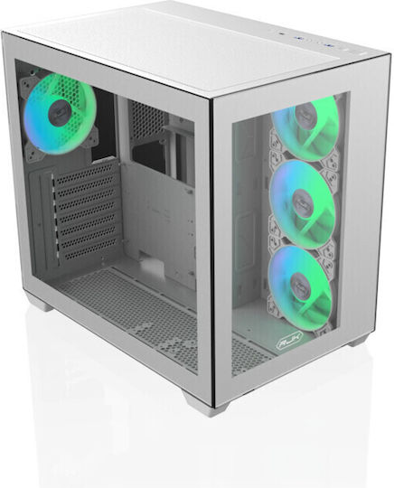 Raijintek Paean C7 TG4 Gaming Midi-Turm Computergehäuse mit Seitenfenster und RGB-Beleuchtung Weiß