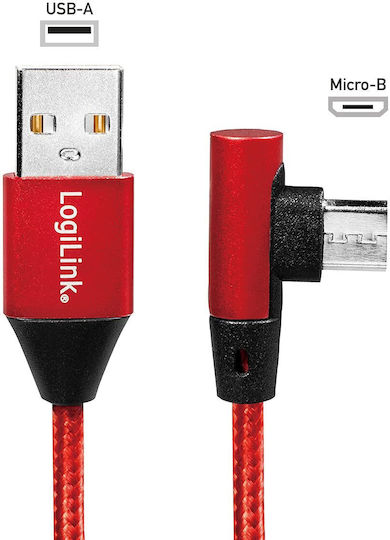 LogiLink Geflochten USB 2.0 auf Micro-USB-Kabel Rot 0.3m (CU0149) 1Stück