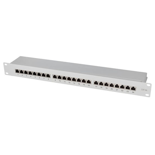 LogiLink Shielded Patch Panel for Rack 1U 19" with 24 cat6a Ports Gray