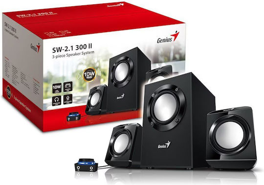 Genius SW-2.1 300 Ver. II Ασύρματα Ηχεία Υπολογιστή 2.1 με Ισχύ 10W Μαύρα