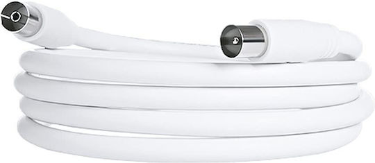 PremiumCord Cablu Antenă Coaxial de sex masculin - Coaxial de sex feminin Alb 5m