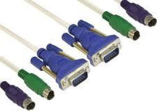 Vcom Ck501a 3m Cable From Vga + 2x Ps/2 M To Vga + 2x Ps/2 M Kvm Switch 3m