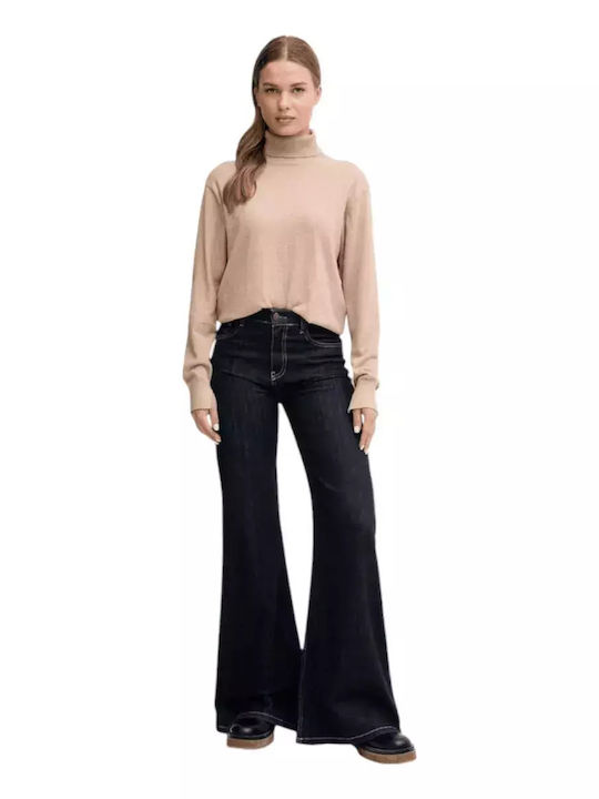 Women's Sweater Cotton Turtleneck Beige