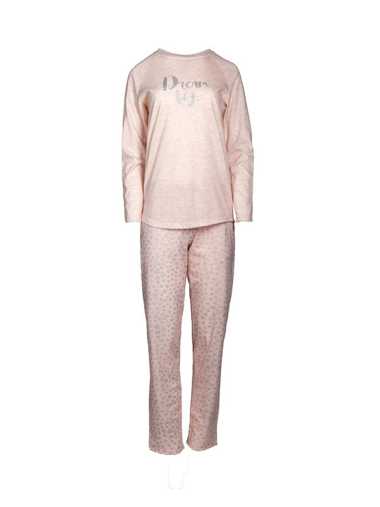 Pink Label Χειμερινό Γυναικείο Σετ Πιτζάμας Silver