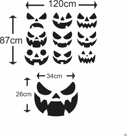 Αυτοκόλλητο Βιτρίνας - Halloween 32 (σετ 9 Φατσούλες) - 80cm X 58cm