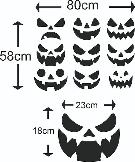 Αυτοκόλλητο Βιτρίνας - Halloween 32 (σετ 9 Φατσούλες) - 120cm X 87cm