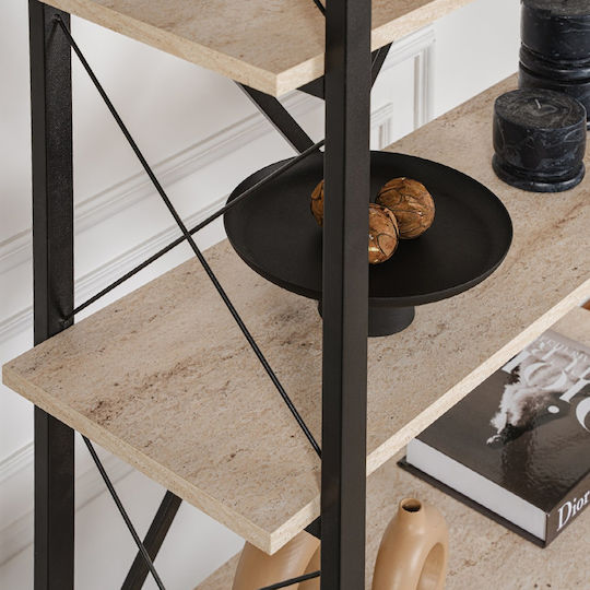 Βιβλιοθήκη Elysian Travertine - Μαύρο 90x33.5x180εκ.