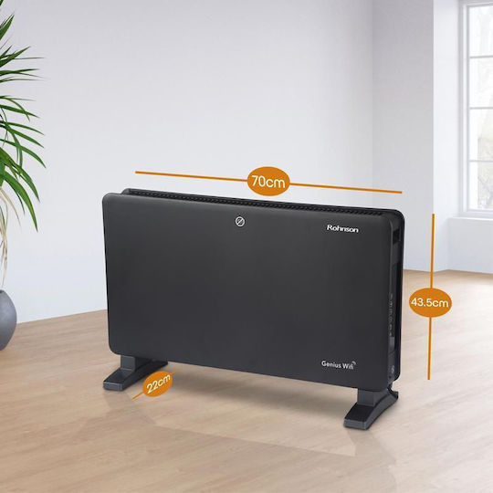 Rohnson Genius Θερμοπομπός Δαπέδου 2000W με Ηλεκτρονικό Θερμοστάτη και WiFi 70x43.5cm Μαύρος