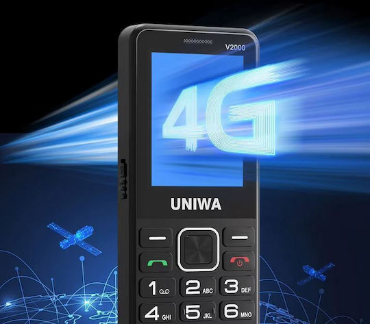 Uniwa V2000 Dual SIM Mobile with Large Buttons Black