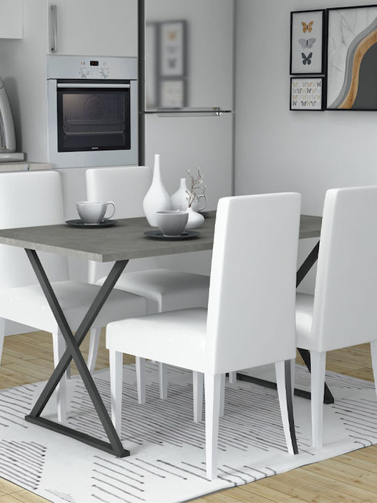 Bette Table Kitchen Wooden with Metal Frame Black / Charcoal 140x80x76cm