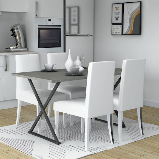 Bette Table Kitchen Wooden with Metal Frame Black / Charcoal 140x80x76cm