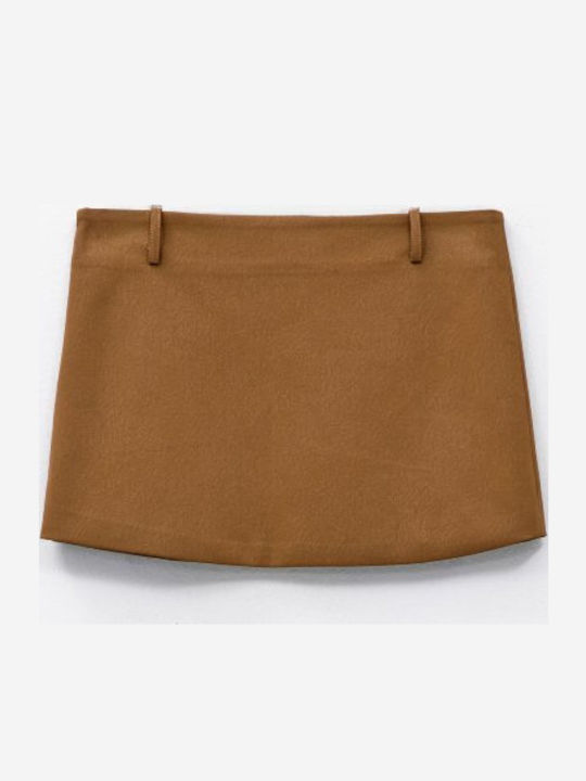 Eleh Piele Mini Fustă Camel