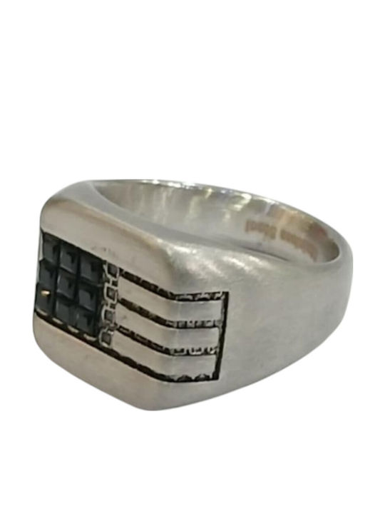 Kalliopi Silver Ring with Zircon made of Steel