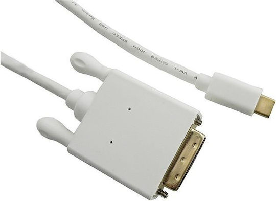 Qoltec Cablu Video USB 3.1 USB-C Masculin - DVI-D Alb 2m 50417