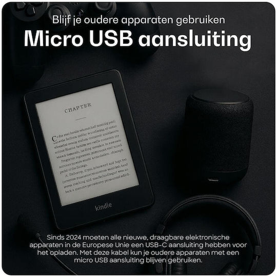 Buddi Flex USB-C la MicroUSB Negru 1m