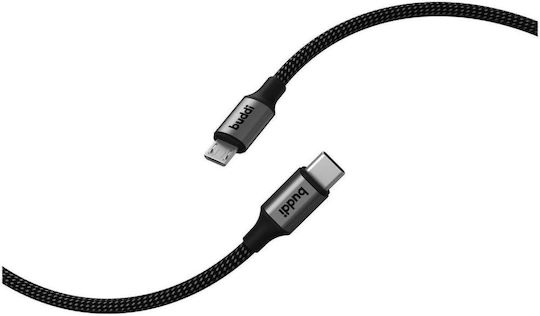 Buddi Flex USB-C la MicroUSB Negru 1m