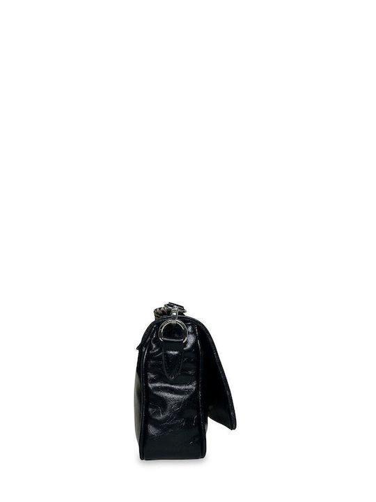 Damentasche Crossbody Baguette Glossy Schwarz