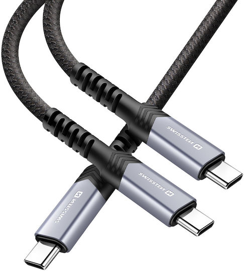 Swissten 5a 2-in-1 Usb-c Charging Sync Cable 100w 1.5m Black