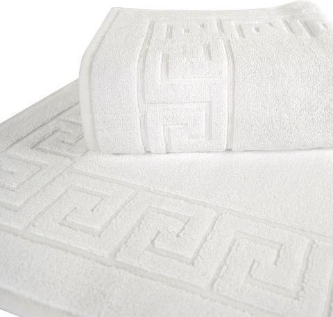 Set 3 Prosoape De Hotel Kotonia Home Cu Margine Grecească 50x70 Cm 100% Bumbac Alb