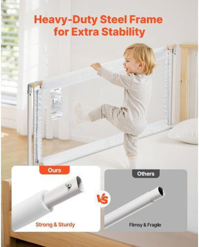 Vevor Bed Rail Guard Simple Placement made of Fabric in Gray Color 3pcs