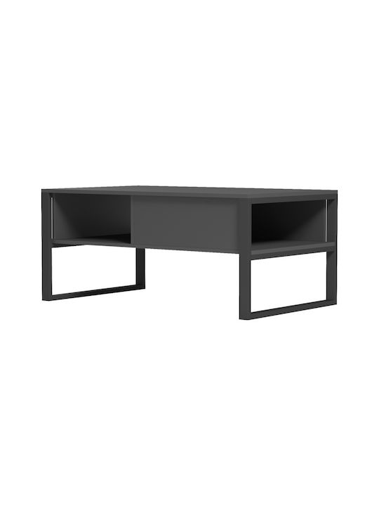 Rectangular Central Coffee Table Bendon made of Solid Wood Anthracite-Black Colour M100xL60xH44.5cm