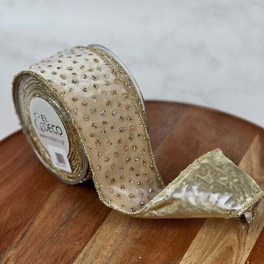 ED Collection Christmas Ribbon Beige 450x4.5cm 1pc
