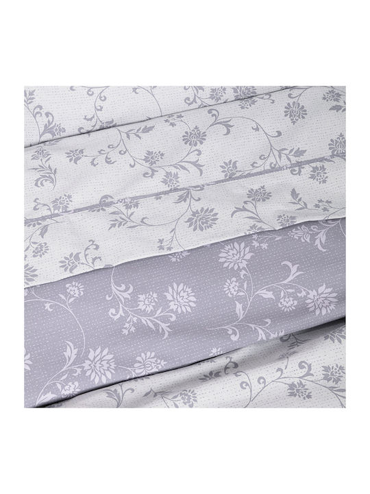 Nima Сет Чаршафи с Ластик 160x200+32см. Sirena Grey, Lilac 4бр