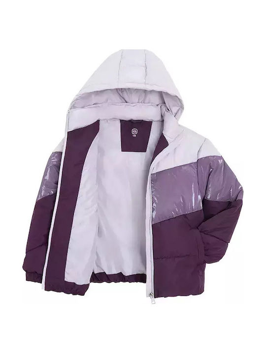 Kids Casual Short Hooded Purple Coat
