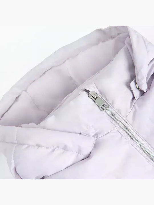 Kids Casual Short Hooded Purple Coat