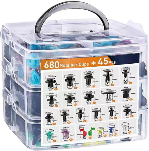 Lean Auto Fixing Clips Set Plastic 680 Pieces 23 Sizes Organizer Included Multicolor