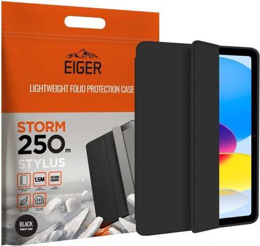 Eiger Case Apple Ipad 10.9" 2022-2023 Reinforced Folio Magnetic Support Function Black