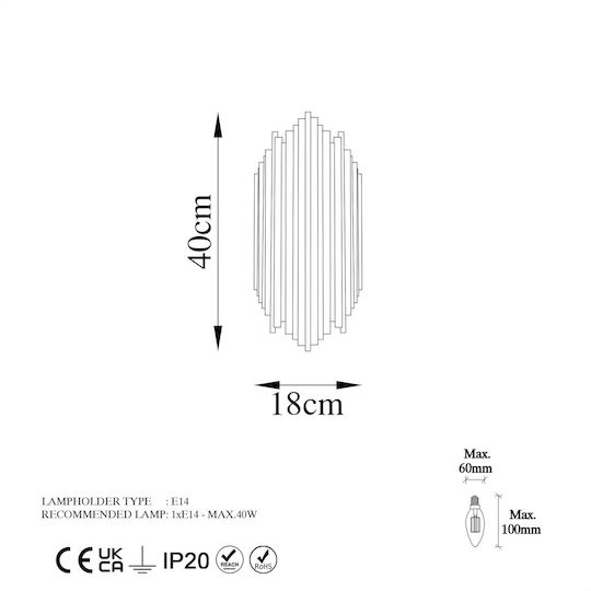 Aithrio Modern Lumină de Perete Auriu 18x40x8cm