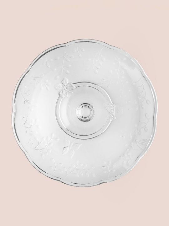 Aithrio Διακοσμητική Πιατέλα Γυάλινη Διάφανη 28x28x13εκ.