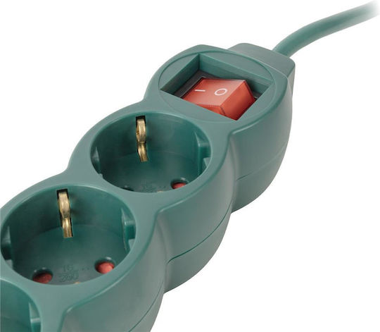 Entac Power Strip with Surge Protection 6 Positions with Switch and Cable 3m Green
