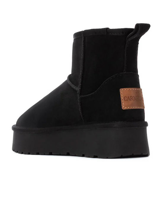 Leder Stiefeletten Damen Schwarz