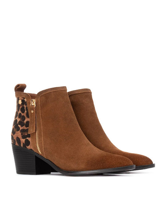 Leder Stiefeletten Damen Tabac Braun