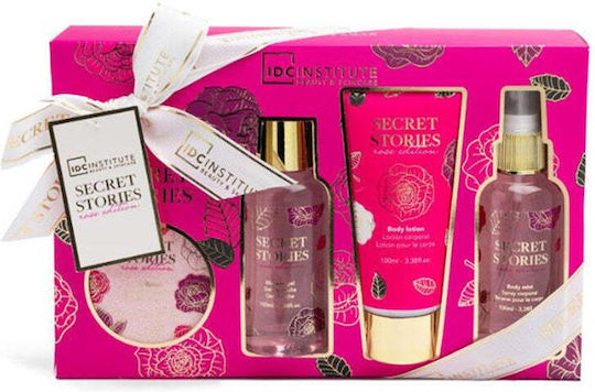 IDC Institute Secret Stories Rose Skin Care Set for Moisturizing & Body Cleaning 4pcs