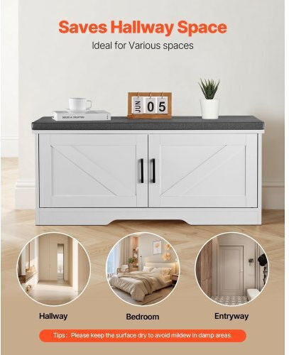 Entry Furniture with Shoe Rack & Bench White, Black 100x35.5x46cm