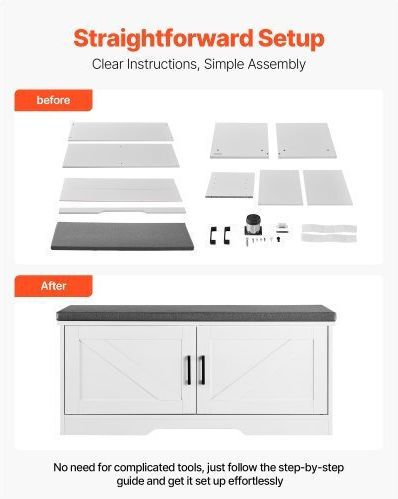 Entry Furniture with Shoe Rack & Bench White, Black 100x35.5x46cm