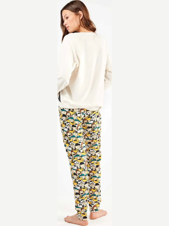 Gisela Winter Damen Pyjama-Set Ecru
