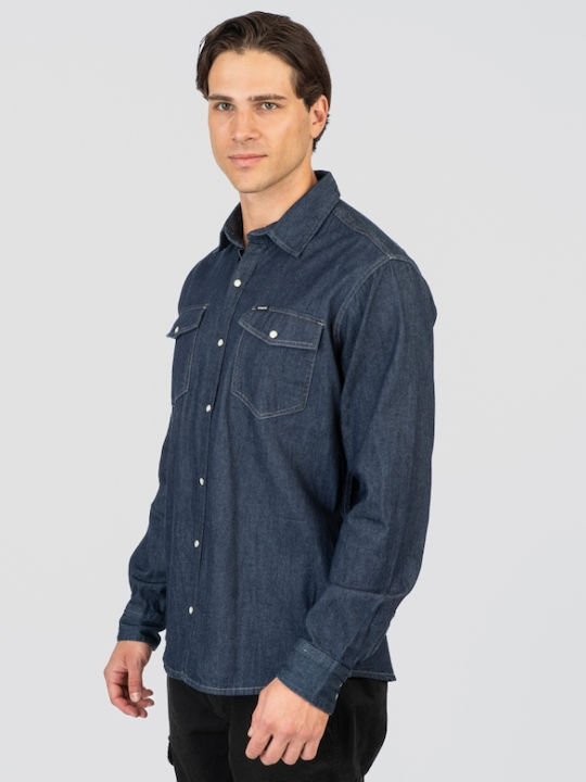 Μακρυμάνικo Τζιν Πουκάμισο Dark Blue Denim