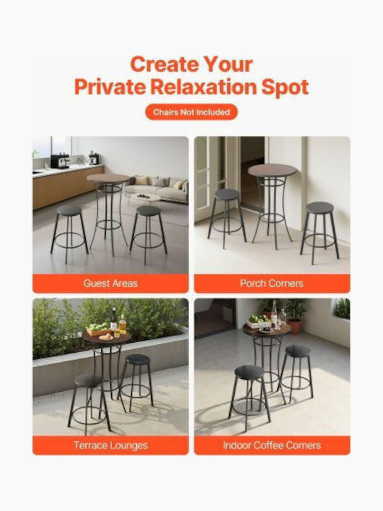 Outdoor Bar Free Standing Metal Table Black 60x60x101cm