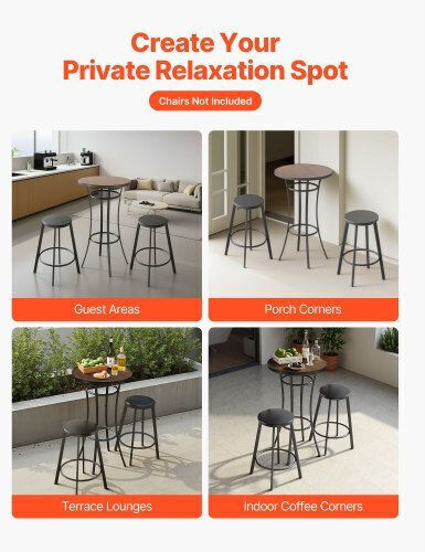 Outdoor Bar Free Standing Metal Table Black 60x60x101cm