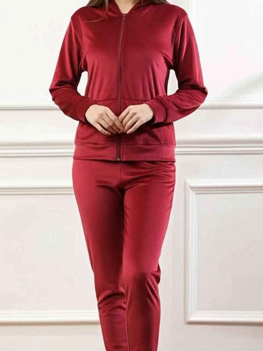 Women's Bordeaux Set with Pants with Elastic in Straight Line