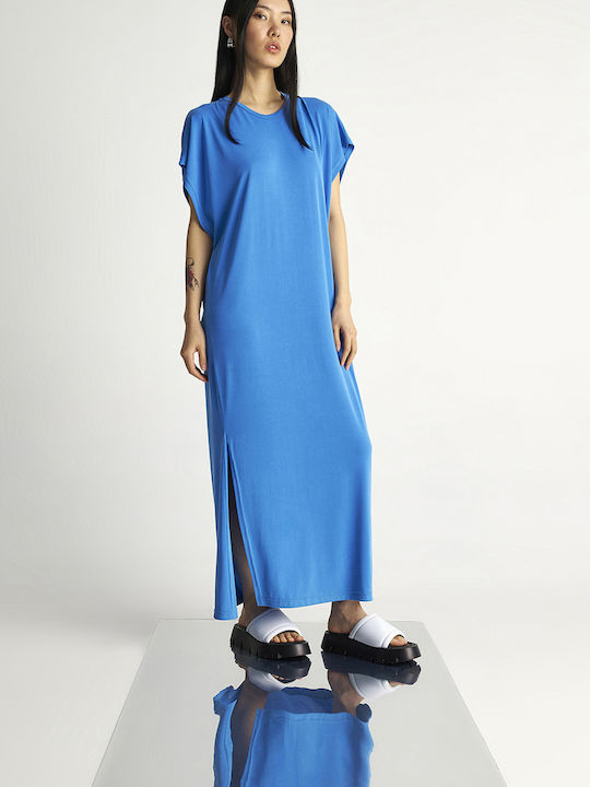 Summer Maxi Dress Black Sky Blue