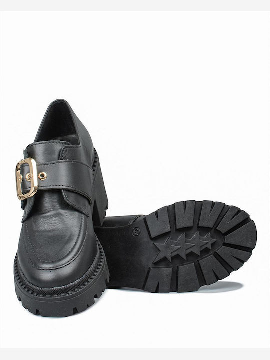 Δερμάτινα Γυναικεία Loafers σε Μαύρο Χρώμα