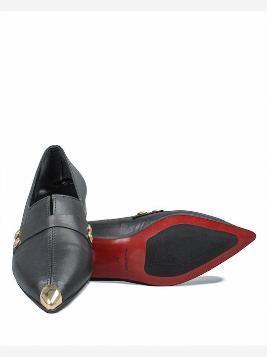 Leather Women's Loafers in Black Color