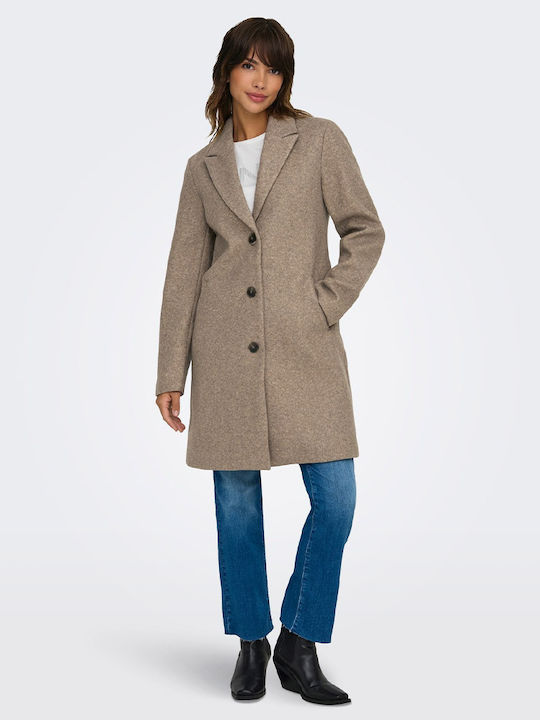 Women's Beige Coat with Buttons