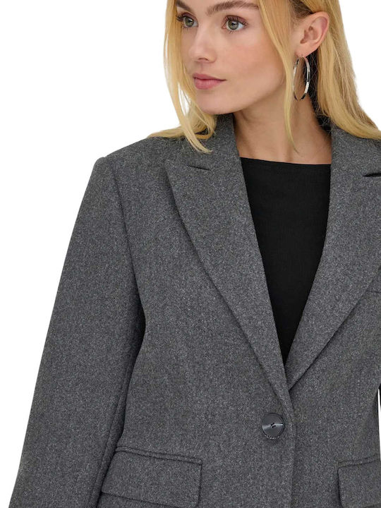 Femeie Dark Grey Mel Grey Palton cu Nasturi